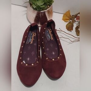 Skechers Women's Deep Red Studded Flats